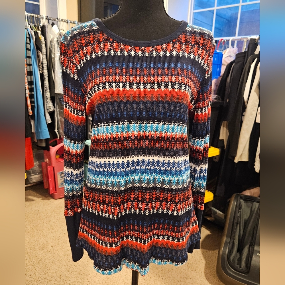 Orvis Classic Collection Colorful Striped Thermal Top Size XL